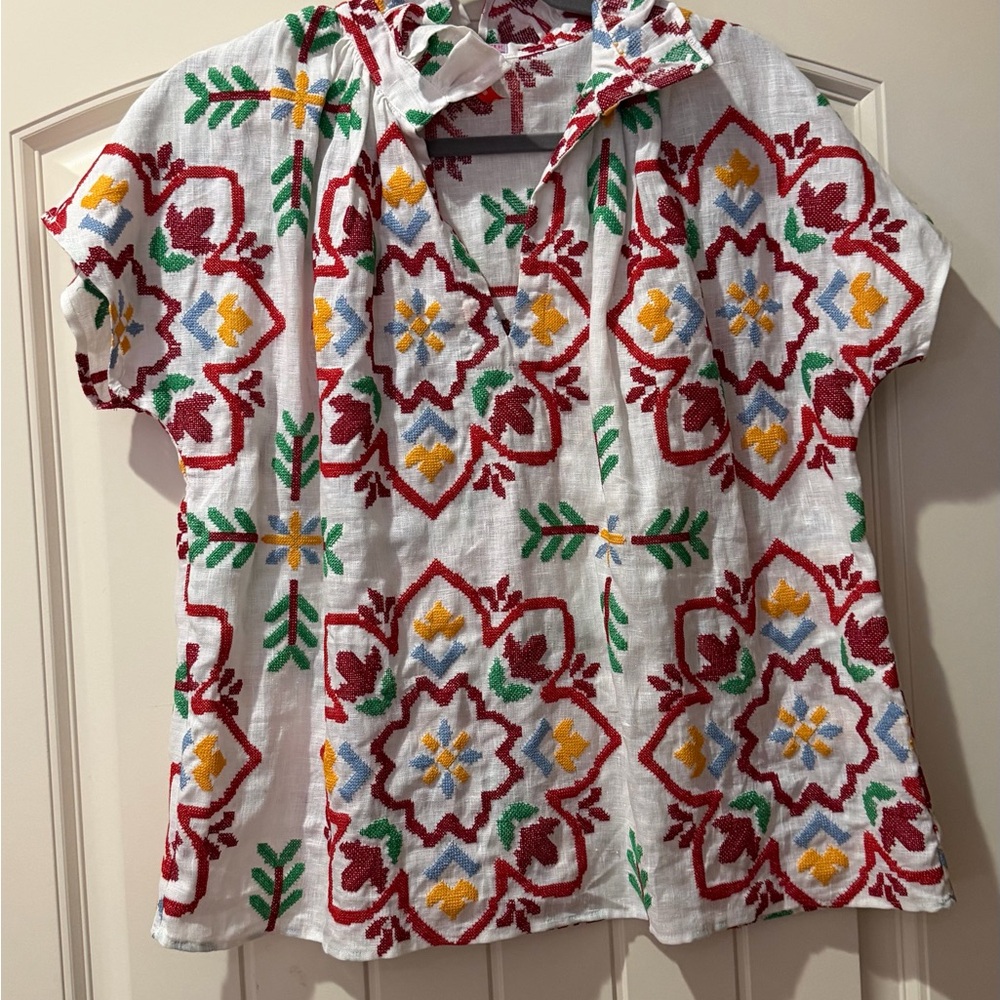 Wallflower Red and Green Embroidered Top